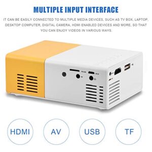 Upgraded Mini Projector, Asixx LED Portable Projector Full HD Mini Video Projector Support 1080P HDMI, AV, USB for Home Cinema, TVs, Laptops, Games, iPhone Android Smartphones(White Yellow