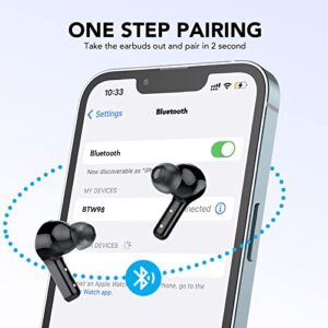 TIMU Bluetooth Headphones 5.3, Bluetooth Earbuds 60H Playtime with LED Power Display, CVC8.0 Clear Calls, Built-in 4 Mics, Deep Bass, USB-C Fast Charge, IPX7 Waterproof, Ear Buds for Sport Work.