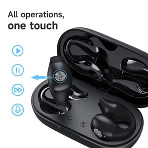 GANUO Open Ear Headphones,Wireless Bluetooth Earbuds,Sport Earbuds,Bluetooth 5.2 Clip-on Earphones,32 Hours Playtime with Case, Workout Headphones(Obsidian Black, LED Display)