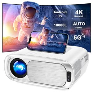 projector, hompow android projector with wifi and bluetooth, native 1080p projector, uhd movie projector, supports 4k, autofocus & auto 4d correction, smart projector compatible w ios/android/windows