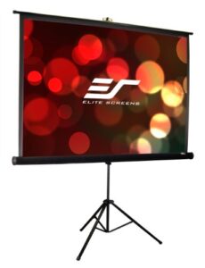 elite screens tripod pro series, 119-inch 1:1, 16:9, 4:3 adjustable multi aspect ratio portable indoor outdoor projector screen, 8k / 4k ultra hd 3d ready, 2-year warranty, t119uws1-pro, black