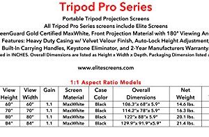 Elite Screens Tripod Pro Series, 119-INCH 1:1, 16:9, 4:3 Adjustable Multi Aspect Ratio Portable Indoor Outdoor Projector Screen, 8K / 4K Ultra HD 3D Ready, 2-YEAR WARRANTY, T119UWS1-PRO, black