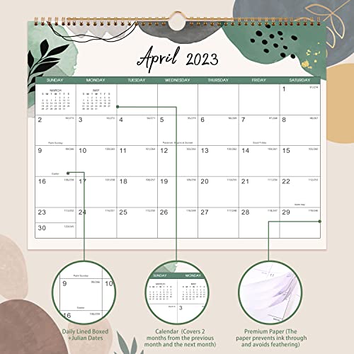 Calendar 2023-2024 - Mar. 2023 - Aug. 2024, 2023-2024 Wall Calendar, 18-Month Calendar, 14.5" x 11", Twin-Wire Binding + Hanging Hook + Thick Paper + Unruled Blocks with Julian Dates - Colorful Lump