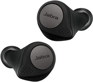 jabra elite active 75t true wireless bluetooth earbuds, titanium black – wireless earbuds for running and sport, charging case included, 24 hour battery, active noise cancelling sport earbuds