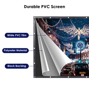 Instahibit 84" 16:9 Foldable Projector Screen Portable Outdoor Backyard Movie Screen Front Projection Screen PVC 3D 4K HD Indoor Home Theater Camping with Carry Bag