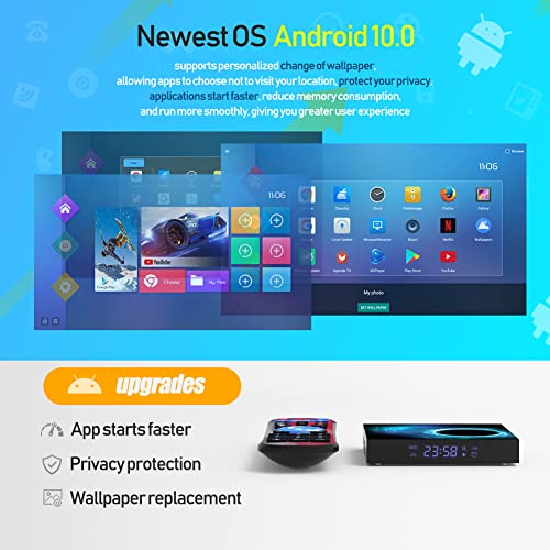 Android TV Box, Android Box 10.0 4GB RAM 32GB ROM H616 Quad-core 64bit with 2.4G/5G Dual WiFi Ethernet USB 3.0/ BT 5.0/ HD 6K TV Box