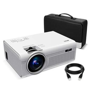 living enrichment mini projector, built-in dual speaker and full hd 1080p movie video projector, 50000 hours life led, compatible with tv stick, video games, hdmi, usb, tf, vga, aux, av