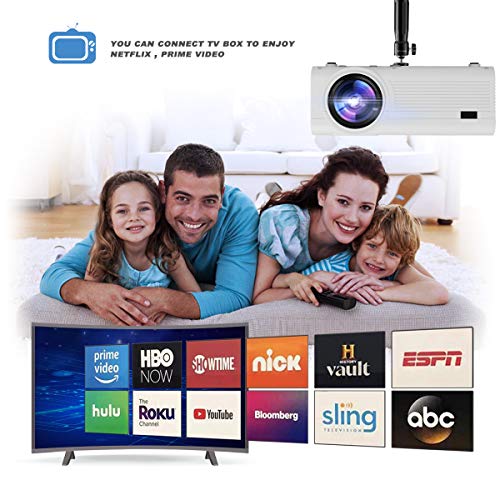 Living Enrichment Mini Projector, Built-in Dual Speaker and Full HD 1080p Movie Video Projector, 50000 Hours Life LED, Compatible with TV Stick, Video Games, HDMI, USB, TF, VGA, AUX, AV