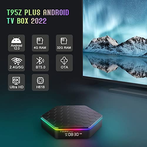 Android TV Box 12.0,Smart Android TV Box Allwinner H618 Quad-core CPU with 4GB RAM 32GB ROM Supports 2.4G/5.0GHz WiFi6 Ethernet 100M 3D 6K Ultra HD Bluetooth5.0 USB2.0 Mini Smart TV Box 2023