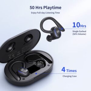 Wireless Earbuds Bluetooth Headphones 50H Playtime Bluetooth 5.3 Digital LED Display Over-Ear Earphones with Earhook Sports Headphones IPX7 Waterproof Headsets with Mic Deep Bass for Running Workout