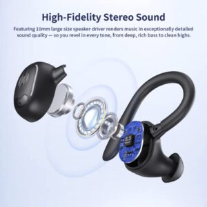 Wireless Earbuds Bluetooth Headphones 50H Playtime Bluetooth 5.3 Digital LED Display Over-Ear Earphones with Earhook Sports Headphones IPX7 Waterproof Headsets with Mic Deep Bass for Running Workout