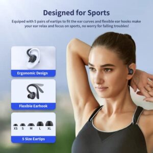 Wireless Earbuds Bluetooth Headphones 50H Playtime Bluetooth 5.3 Digital LED Display Over-Ear Earphones with Earhook Sports Headphones IPX7 Waterproof Headsets with Mic Deep Bass for Running Workout