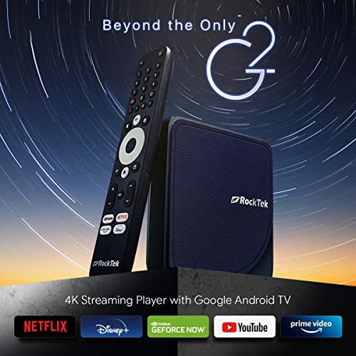 RockTek G2 4K Andriod TV 11.0 Streaming Box, Netflix & Google Certified TV Box with Google Assistant; HDR Movies, Dolby Vision-Atomos, WiFi 6 & Bluetooth 5 with Amlogic S905X4-K, 4GB DDR4 + 32GB eMMC