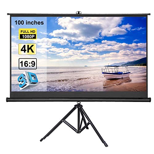 FZZDP Projector Screen 72 100 Inches Tripod Stand 16:9 Portable Projection Screen 4K 3D Movies Screen for Home Office Indoor Outdoor ( Size : 72 inch )