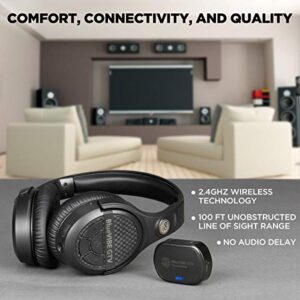 GOgroove TV Headphones Wireless for Seniors & Hearing Impaired – Easy Setup Plug and Play for TV Watching Headphones for Hard of Hearing – 10 Hour Battery Life, No Audio Delay, 2.4GHz RF Transmitter