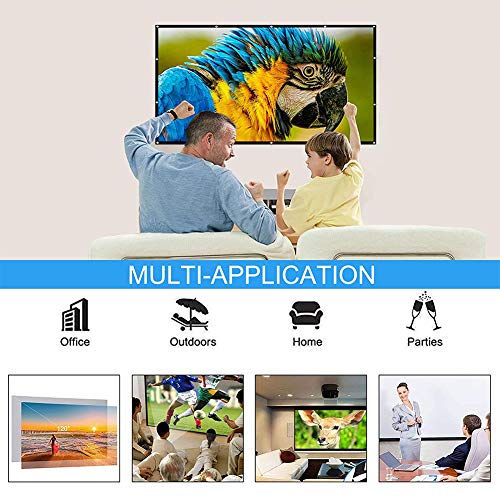 Projection Screen 16:9 4K/8k HD Foldable Anti-Crease Portable 3-Layer Projector Movies Screen for Home Theater Outdoor Indoor Backyard Support Double Sided Projection (150 inch)