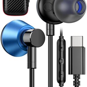 USB C Headphones,Type C Earphone Hi-Fi Stereo DAC Bass Noise Cancelling Headsets in-Ear Earbuds with Mic for Samsung Galaxy S23 Ultra S22 Plus S21 FE Google Pixel 7 Pro iPad 10 OnePlus 11 10T 5G Blue