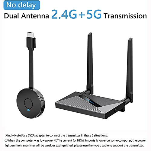 HPDFCU Wireless HDMI Transmitter and Receiver,Wireless HDMI 4k Extender Kit, HDMI Adapter Support 4K@30Hz, Support 2.4/5GHz Player Streaming Video/Audio from Laptop/PC/Phone to HDTV/Projector