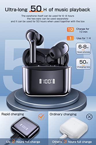 INSBES Wireless Earbuds Bluetooth 5.3 Headphones Touch Control with Wireless Charging Case IPX7 Waterproof Stereo Ear Buds in-Ear Built-in Mic Bluetooth Earbuds