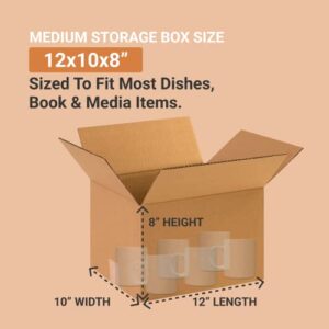 AVIDITI Moving Boxes Medium 12"L x 10"W x 8"H, 25-Pack | Corrugated Cardboard Box for Packing, Shipping and Storage 12108