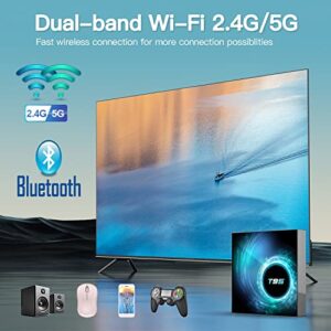 2022 Android TV Box 10.0 4GB RAM 128GB ROM Allwinner H616 Quad-core Cortex-A53 CPU, TV Box Android Supports 3D 4K 6K UHD H.265 Smart TV Box 2.4G/5G Dual-Band WiFi Bluetooth 100Mbps Ethernet Smart Box