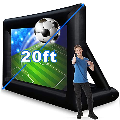 GZKYYLEGS 20 Feet Inflatable Outdoor and Indoor Theater Projector Screen - Includes Air Blower, Tie-Downs and Storage Bag - Portable, Supports Front and Rear Projection