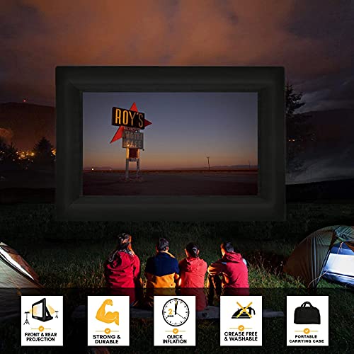 GZKYYLEGS 20 Feet Inflatable Outdoor and Indoor Theater Projector Screen - Includes Air Blower, Tie-Downs and Storage Bag - Portable, Supports Front and Rear Projection