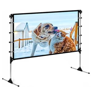 NMEPLAD Projector Screen with Stand 120 Inch Portable Projection Screen 16:9 4K HD Rear Front Projection Wrinkle-free Projection Screen For Indoor Outdoor Home Theater/Backyard/Travel With a Carry Bag