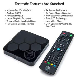 BuzzTV XR4000 - Android 9.0 IPTV Set-Top Box with IR-100 Remote - Faster Than Ever Before - 4K Ultra HD - 2GB RAM 16GB Storage - Latest Graphics Processor - Dual Band WiFi