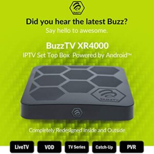 BuzzTV XR4000 - Android 9.0 IPTV Set-Top Box with IR-100 Remote - Faster Than Ever Before - 4K Ultra HD - 2GB RAM 16GB Storage - Latest Graphics Processor - Dual Band WiFi