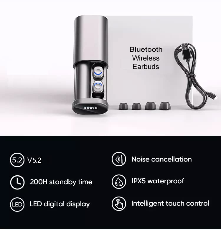 Bluetooth-Earphones-Earbuds/Noise-Canceling/Power-Bank-Mobile-Phone-Charger, in White Color
