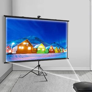 T&P Portable Projector Screen 60/72 inch with Tripod Stand, Pull Down Projection Screen 16: 9 4:3 Anti-Crease Movie Screen, Easy to Clean, 2.5Gain, 160° Viewing Angle (Color : 16:9, Size : 60 Inch)