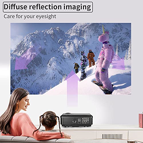 Full HD 1080P Projector 7500LM, Indoor Outdoor Movie Projector with 50,000 Hours LED Lamp Life, 200" Home Theater Projector Video Gaming for iOS Android Smart Phone/PC/Laptop/DVD/TV Stick/HDMI/USB/VGA