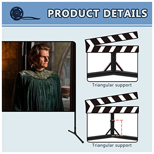 GT GETCO TECH Projector Screen and Stand, Huge Portable Projector Screen, 180 inch Wrinkle-Free Projection Screen, HD 4K Indoor Outdoor Projector Screen, Movie Screen for Home Theater Backyard Cinema