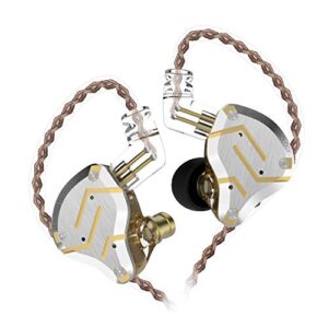 kz zs10 pro 4ba+1dd 5 driver in-ear hifi metal earphones with stainless steel faceplate, 2 pin detachable cable mids vocal earbuds zs10 pro kz (gold,no mic)