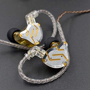 KZ ZS10 Pro 4BA+1DD 5 Driver in-Ear HiFi Metal Earphones with Stainless Steel Faceplate, 2 Pin Detachable Cable mids Vocal Earbuds zs10 pro kz (Gold,No mic)