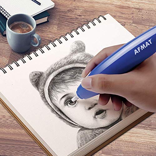 Electric Eraser, 140 Eraser Refills, Electric Pencil Eraser Rechargeable for Artists, Electric Erasers for Drafting, Drawing, Painting, Sketching, Architectural Plans, Detailer Tool-Blue
