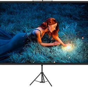 VEVOR Tripod Projector Screen with Stand 100inch 16:9 4K HD Projection Screen Stand Wrinkle-Free Height Adjustable Portable Screen for Projector Indoor & Outdoor for Movie, Home Cinema, Gaming, Office