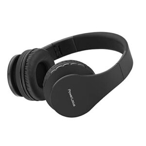 PowerLocus Wireless Bluetooth Over-Ear Stereo Foldable Headphones, Wired Headsets Rechargeable with Built-in Microphone for iPhone, Samsung, LG, iPad (Black)