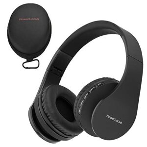 powerlocus wireless bluetooth over-ear stereo foldable headphones, wired headsets rechargeable with built-in microphone for iphone, samsung, lg, ipad (black)