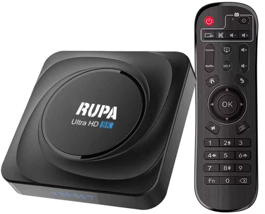 8K Android TV Box 11.0, RUPA Smart TV Box RK3566 4-Core 64 Bits, 4GB RAM 32GB ROM Android Box with 1000M LAN Dual WiFi 2.4G/5G, Support 8K/6K/4K 3D BT4.0 USB 3.0 Android TV Box