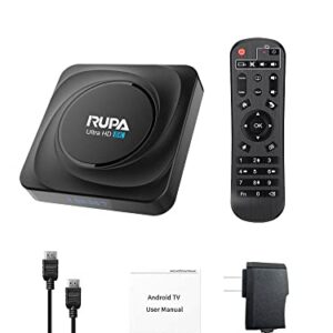 8K Android TV Box 11.0, RUPA Smart TV Box RK3566 4-Core 64 Bits, 4GB RAM 32GB ROM Android Box with 1000M LAN Dual WiFi 2.4G/5G, Support 8K/6K/4K 3D BT4.0 USB 3.0 Android TV Box