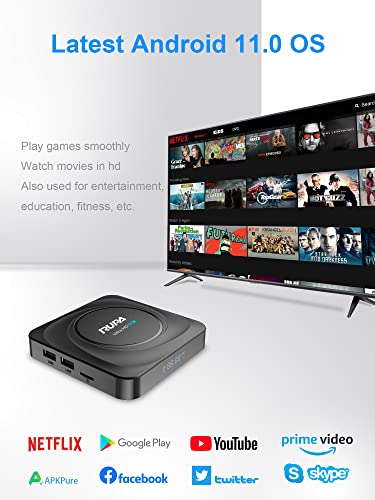 8K Android TV Box 11.0, RUPA Smart TV Box RK3566 4-Core 64 Bits, 4GB RAM 32GB ROM Android Box with 1000M LAN Dual WiFi 2.4G/5G, Support 8K/6K/4K 3D BT4.0 USB 3.0 Android TV Box