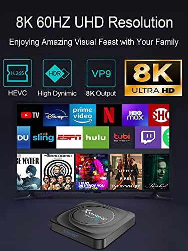 8K Android TV Box 11.0, RUPA Smart TV Box RK3566 4-Core 64 Bits, 4GB RAM 32GB ROM Android Box with 1000M LAN Dual WiFi 2.4G/5G, Support 8K/6K/4K 3D BT4.0 USB 3.0 Android TV Box