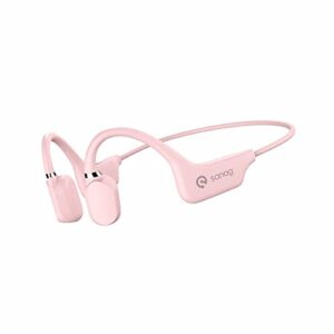 yodz bone conduction headphones wireless sports headset bluetooth 5.0 open ear hifi stereo ipx67 waterproof earphone noise reduction with mic, for sports and games,pink