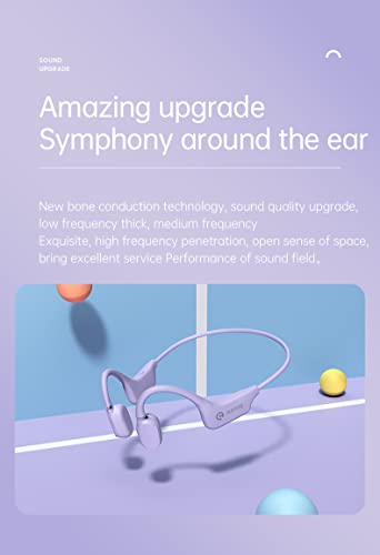 YODZ Bone Conduction Headphones Wireless Sports Headset Bluetooth 5.0 Open Ear HiFi Stereo IPX67 Waterproof Earphone Noise Reduction with Mic, for Sports and Games,Pink