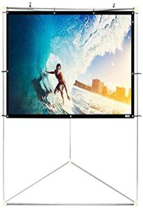 pyle 72″ outdoor portable matt white theater tv projector screen w/ triangle stand – 72 inch, 16:9, 1.15 gain full hd projection for movie / cinema / video / film showing outside home – prjtpots71