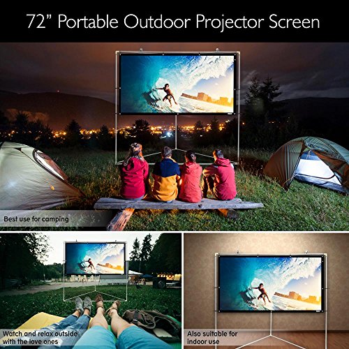 Pyle 72" Outdoor Portable Matt White Theater TV Projector Screen w/ Triangle Stand - 72 inch, 16:9, 1.15 Gain Full HD Projection for Movie / Cinema / Video / Film Showing outside Home - PRJTPOTS71