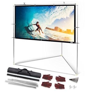 Pyle 72" Outdoor Portable Matt White Theater TV Projector Screen w/ Triangle Stand - 72 inch, 16:9, 1.15 Gain Full HD Projection for Movie / Cinema / Video / Film Showing outside Home - PRJTPOTS71