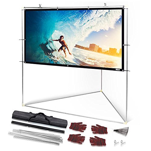 Pyle 72" Outdoor Portable Matt White Theater TV Projector Screen w/ Triangle Stand - 72 inch, 16:9, 1.15 Gain Full HD Projection for Movie / Cinema / Video / Film Showing outside Home - PRJTPOTS71